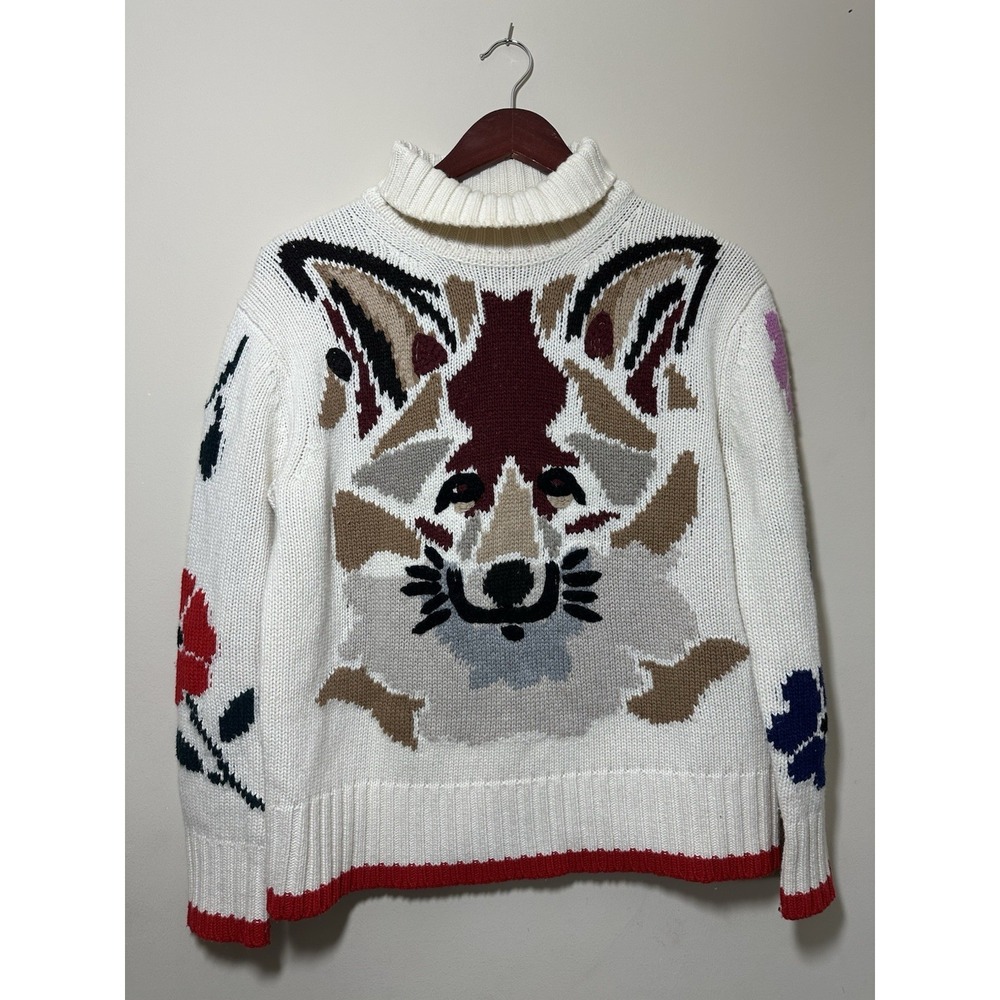 Tuckernuck Women's Fox Floral  Sweater Size Xs Wool Nylon Viscose Cashmere Blend